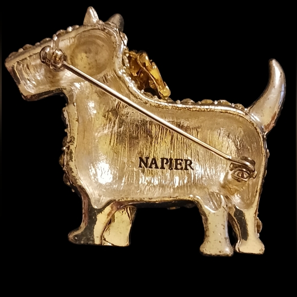 Napier Rhinestone Scottie Dog Brooch - Picture 2 of 5